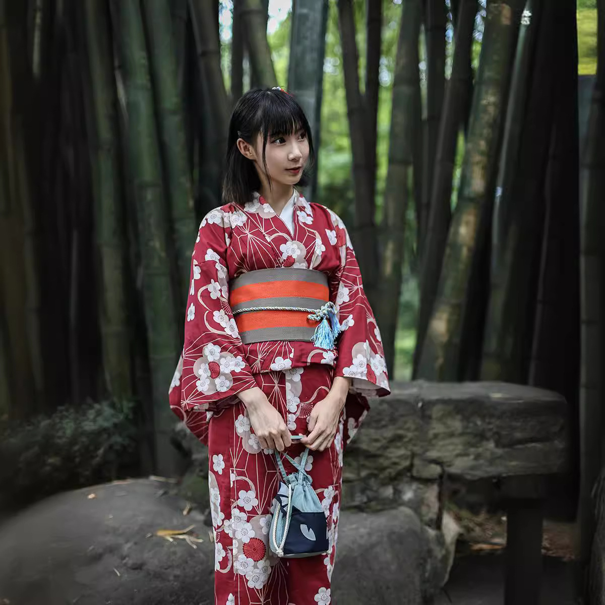 Red Japanese Yukata Kimono Fem - Women'S Formal Traditional Wear บทวิจารณ์และราคา