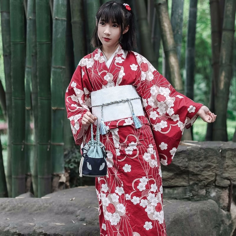 Red Japanese Yukata Kimono Fem - Women'S Formal Traditional Wear บทวิจารณ์และราคา
