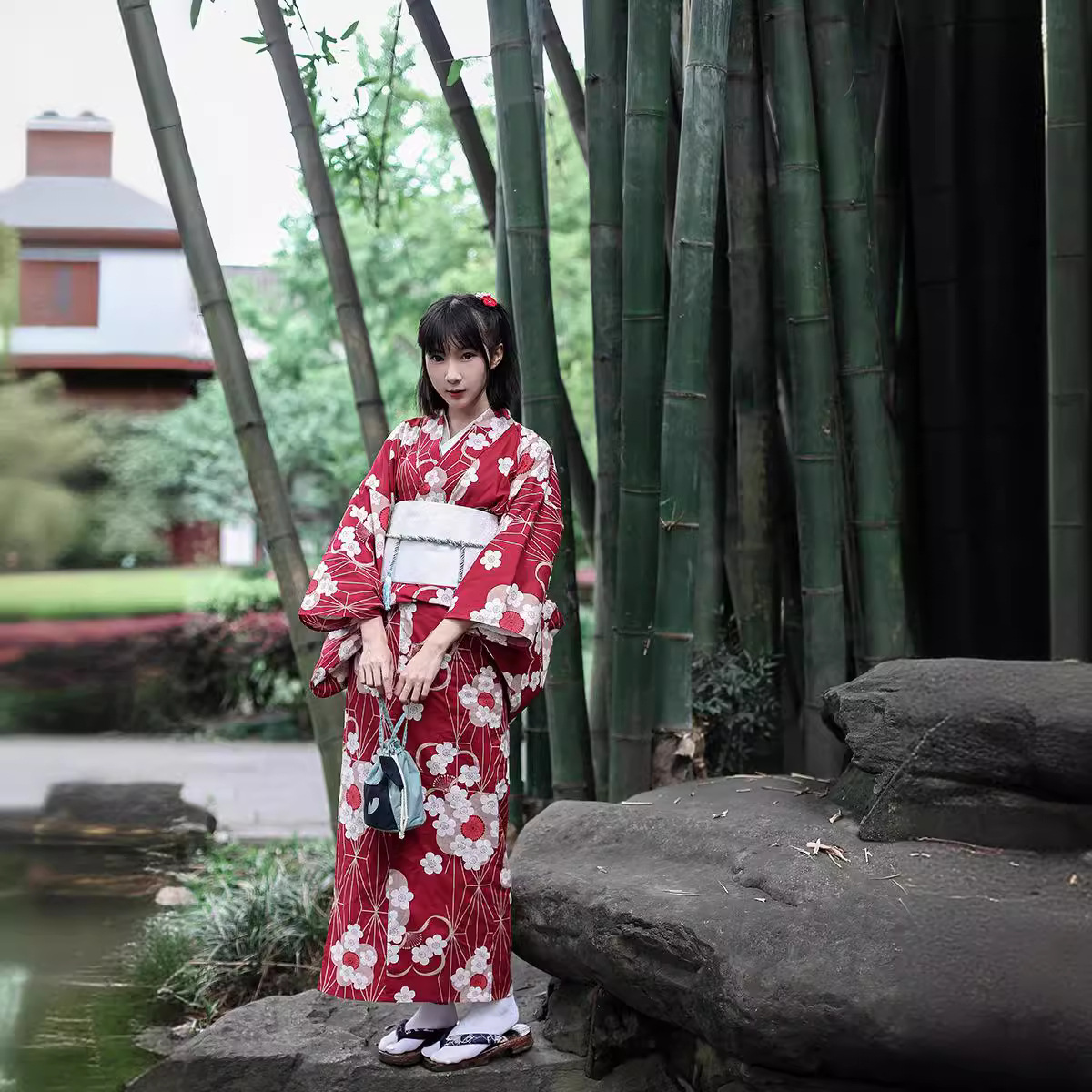 Red Japanese Yukata Kimono Fem - Women'S Formal Traditional Wear บทวิจารณ์และราคา