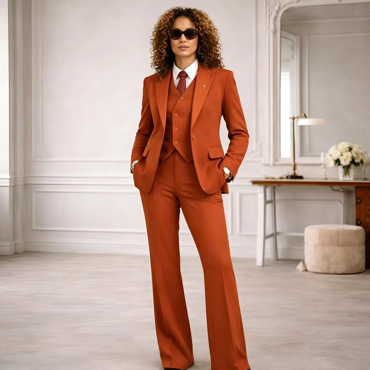 Rust Women's Suits 3 Pcs Vinta - Women Formal Wear Vest บทวิจารณ์และราคา