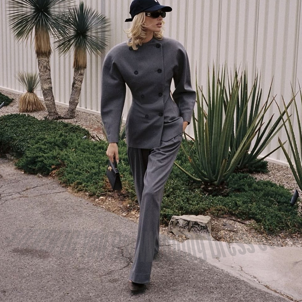 Classic Grey Women's Suit Set  - Women Formal Wear Tailor บทวิจารณ์และราคา