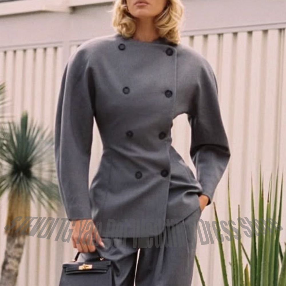Classic Grey Women's Suit Set  - Women Formal Wear Tailor บทวิจารณ์และราคา