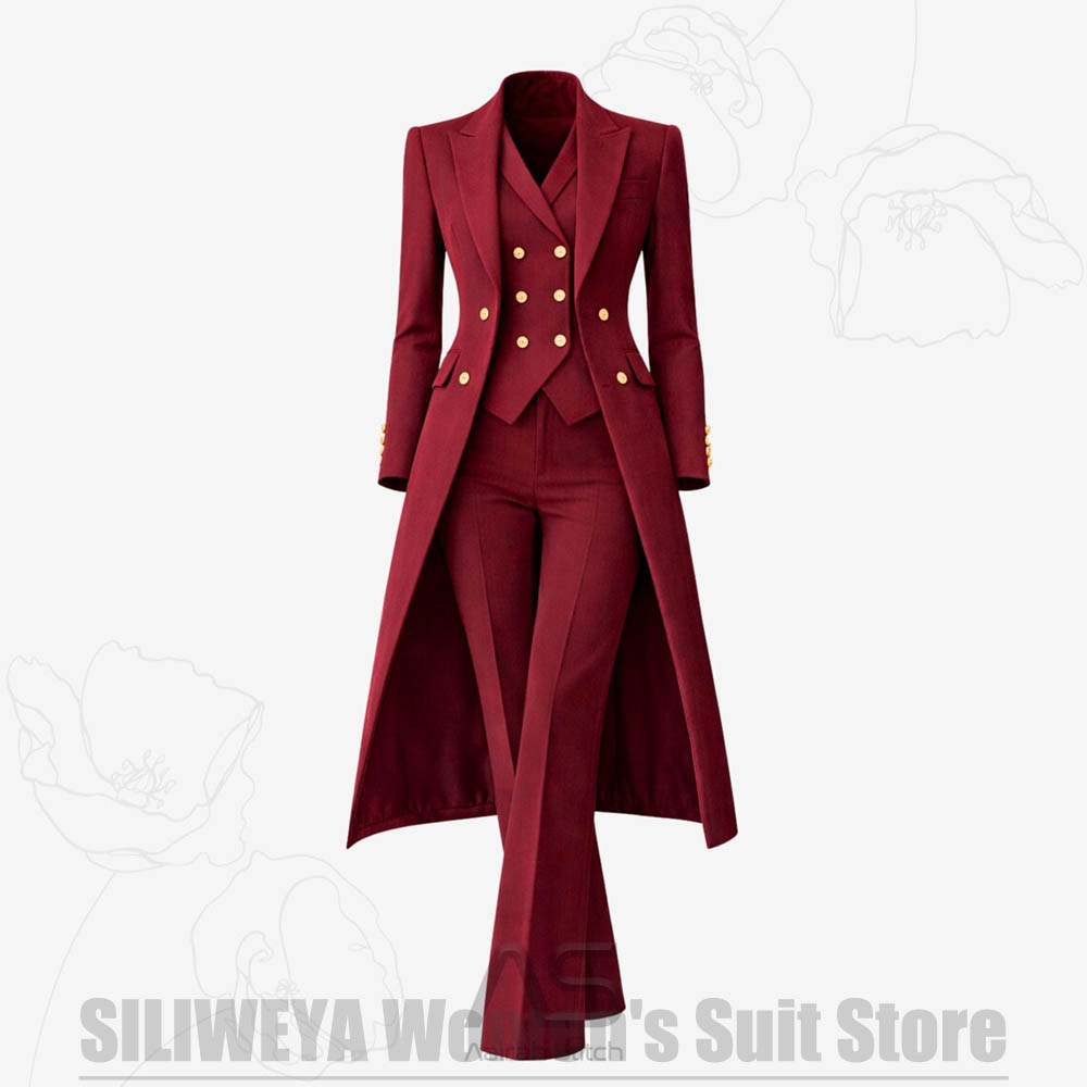 Women's Suit 3 Piece Double Br - Women Formal Wear Vest บทวิจารณ์และราคา