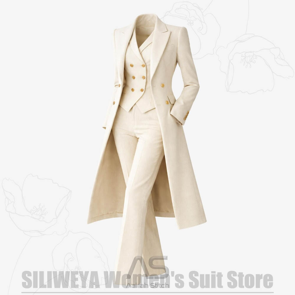 Women's Suit 3 Piece Double Br - Women Formal Wear Vest บทวิจารณ์และราคา