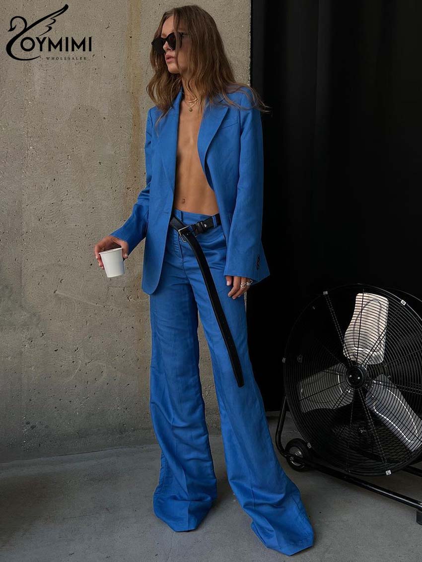 Oymimi Fashion Blue Cotton Set - Women Formal Wear Trousers บทวิจารณ์และราคา
