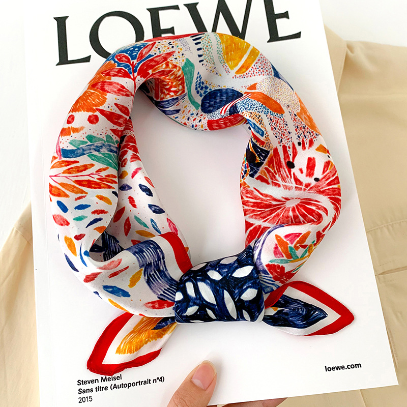 53cm Square Silk Scarf Women N - Scarf Silk Neck บทวิจารณ์และราคา