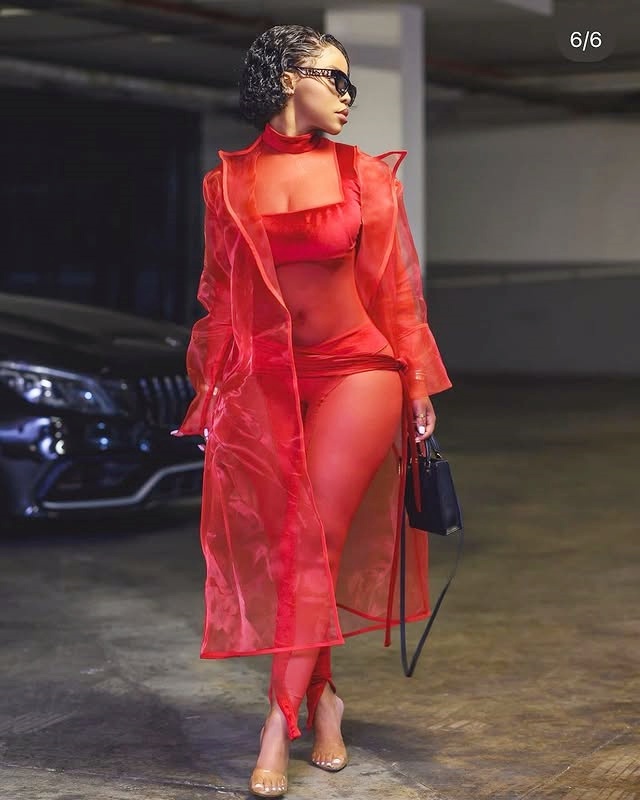 Red Organza See Through Long C - Women Formal Wear Vest บทวิจารณ์และราคา