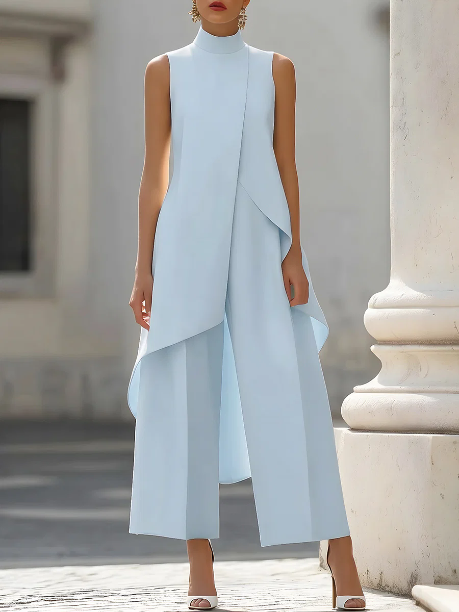 Sleeveless High Neck Asymmetri - Women Formal Wear Trousers บทวิจารณ์และราคา