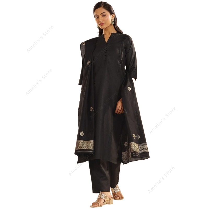 Women's Black Jacquard Kurta P - Women'S Formal Traditional Wear บทวิจารณ์และราคา