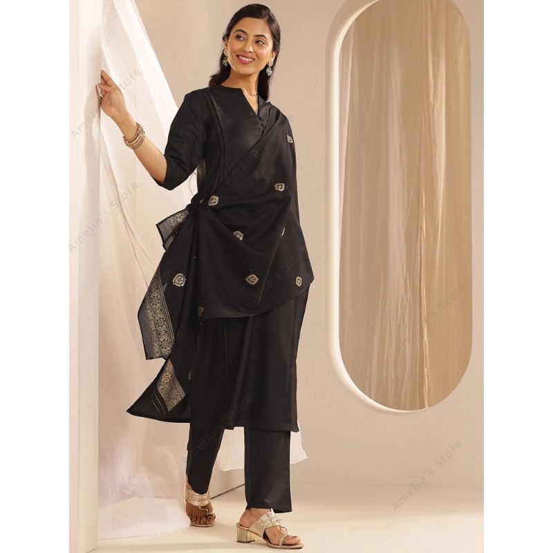Women's Black Jacquard Kurta P - Women'S Formal Traditional Wear บทวิจารณ์และราคา
