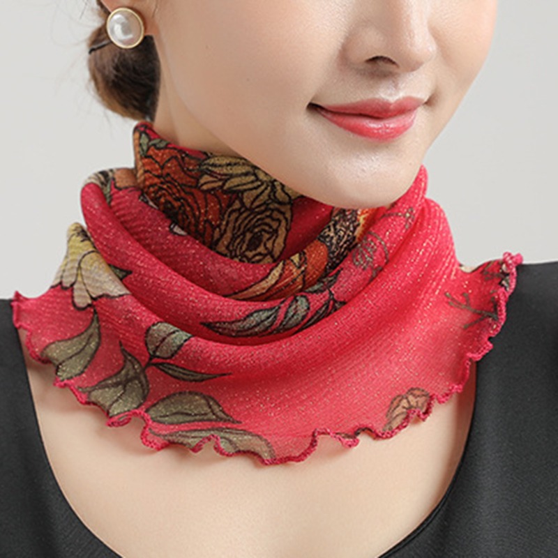 Spring Summer Chiffon Neck Col - Scarf Silk Neck บทวิจารณ์และราคา