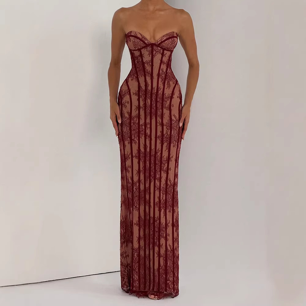 Strapless Bodycon Maxi Dress f - Women Formal Wear For Summer บทวิจารณ์และราคา