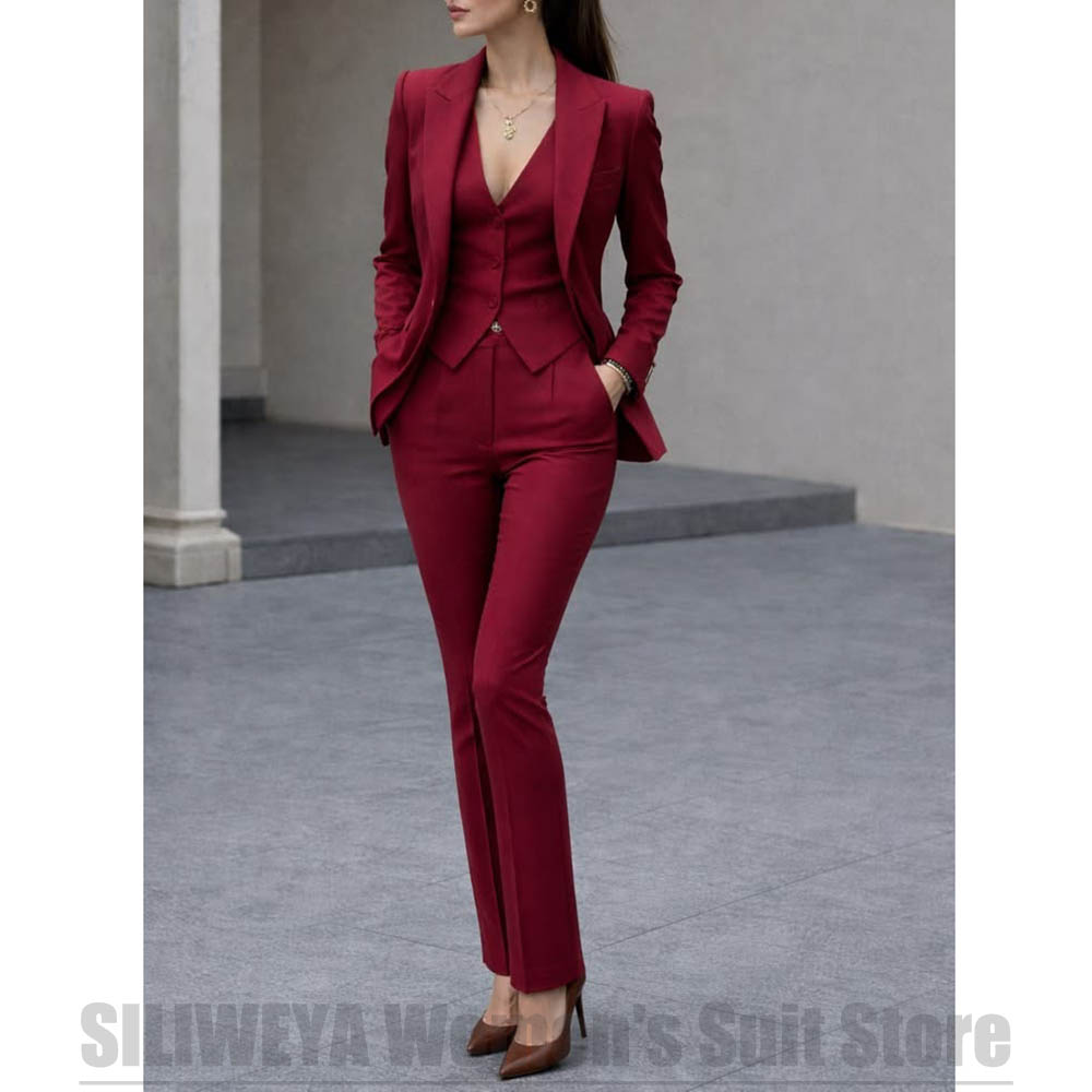 Women 3 Piece Suit Set Blazer  - Women Formal Wear Vest บทวิจารณ์และราคา