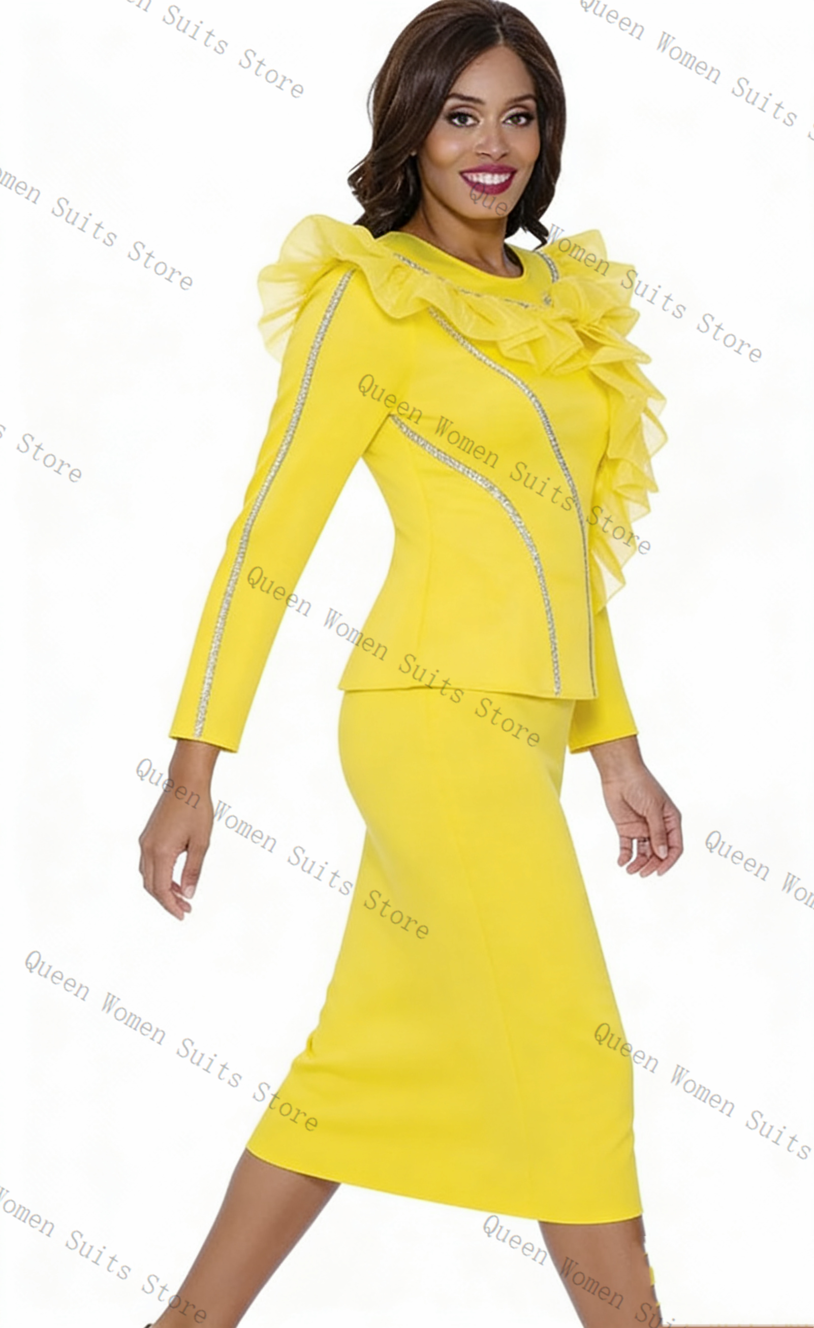 Crystals Yellow Women Suit Ski - Women'S Formal Wear For Wedding Guest บทวิจารณ์และราคา