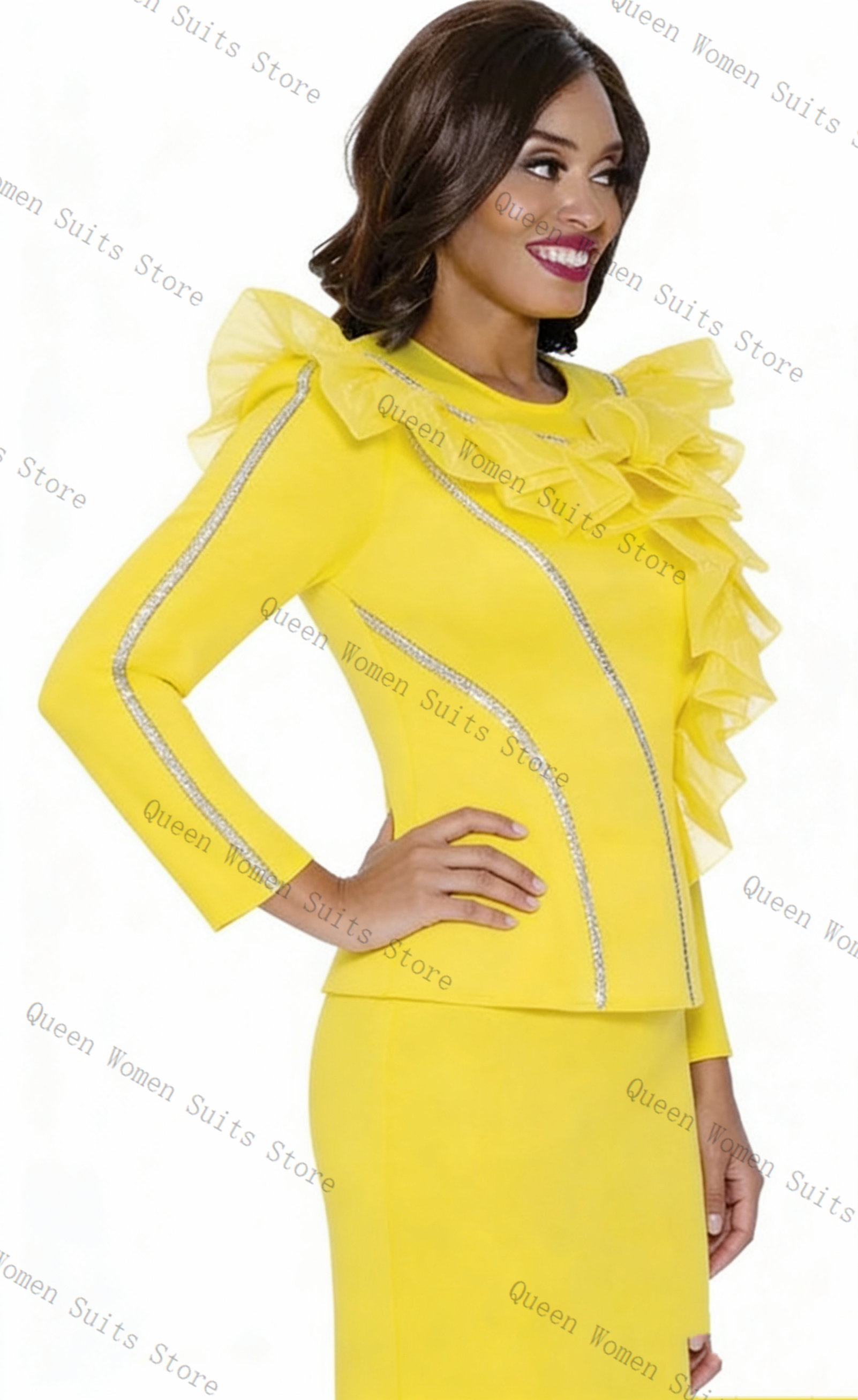 Crystals Yellow Women Suit Ski - Women'S Formal Wear For Wedding Guest บทวิจารณ์และราคา