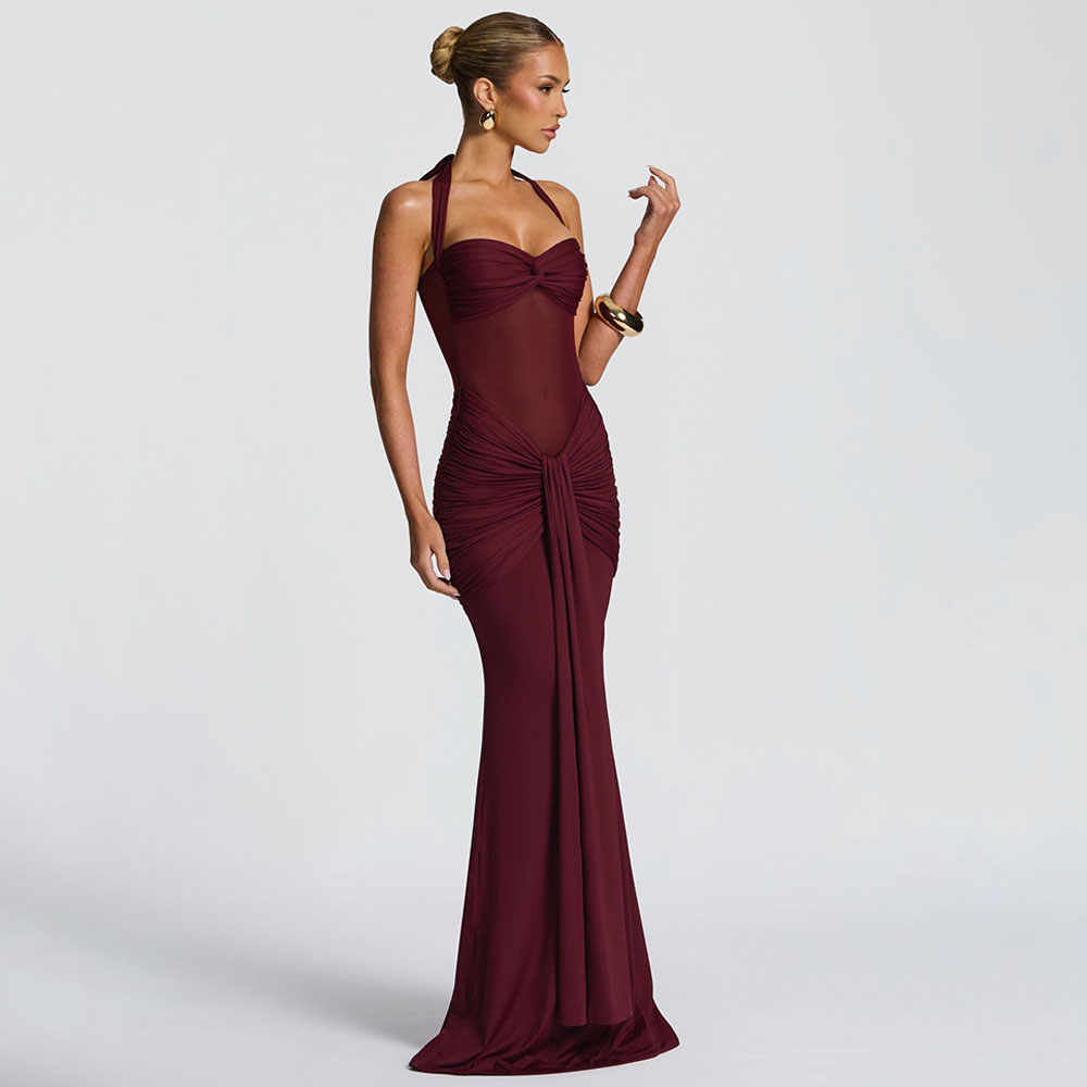 Elegant Patchwork Maxi Dress f - Formal Dress Female บทวิจารณ์และราคา