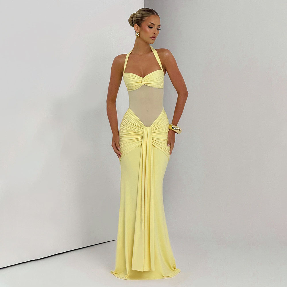 Elegant Patchwork Maxi Dress f - Formal Dress Female บทวิจารณ์และราคา