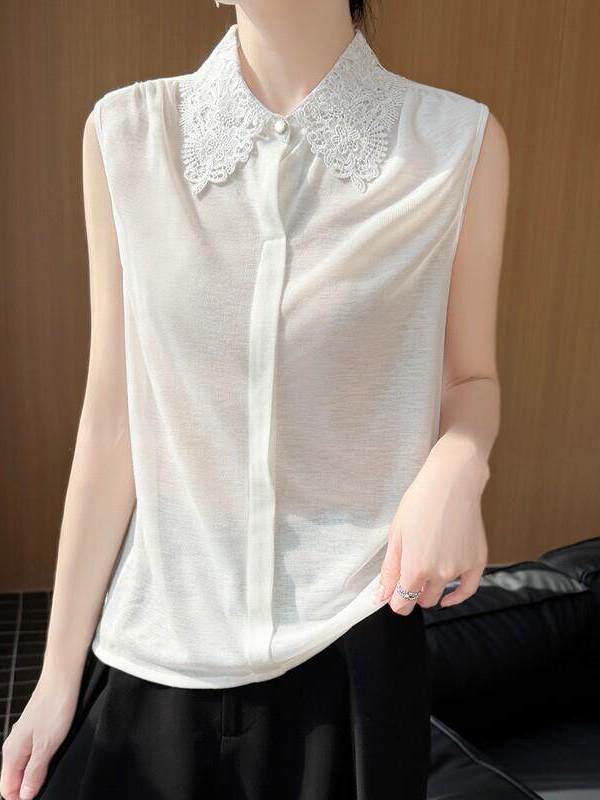 Lace Trim No Sleeve Knitted Sh - Women Formal Wear Vest บทวิจารณ์และราคา