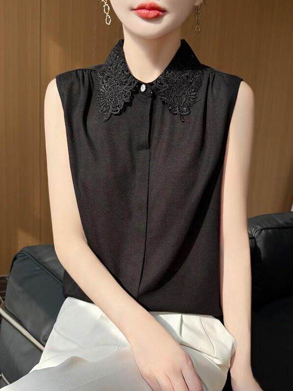 Lace Trim No Sleeve Knitted Sh - Women Formal Wear Vest บทวิจารณ์และราคา
