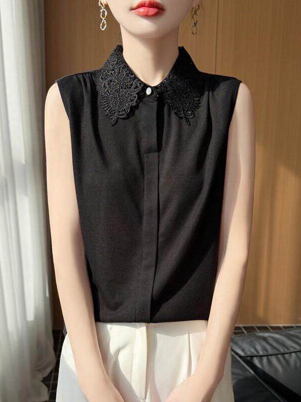 Lace Trim No Sleeve Knitted Sh - Women Formal Wear Vest บทวิจารณ์และราคา