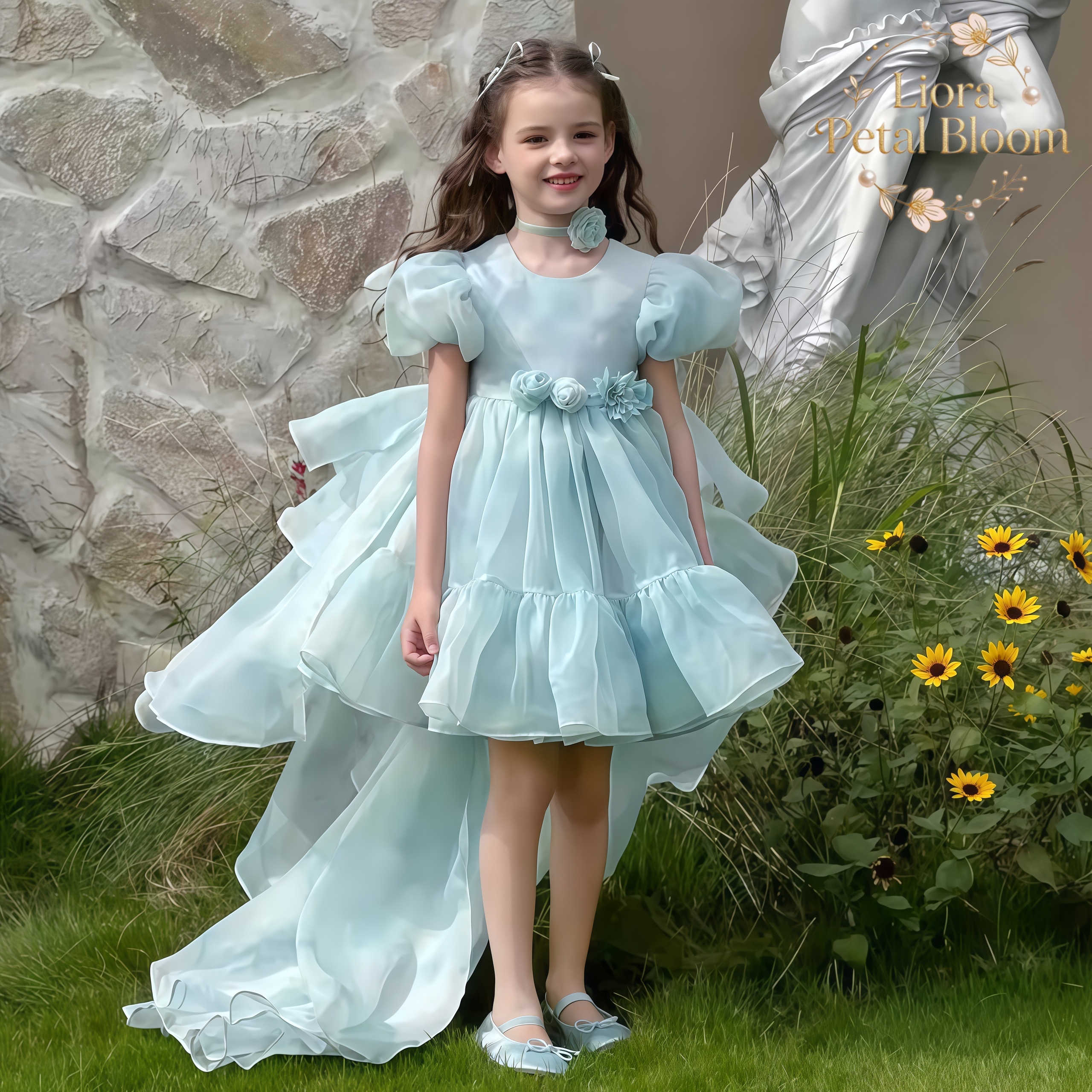 Blue Tulle Gown  Girls' Bow Pa - Women'S Formal Wear For Girls บทวิจารณ์และราคา